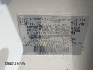 2020 Nissan Kicks SR with VIN 3N1CP5DV8LL566607, listed as a IAAI auction lot 41965487 with 52,119 mi miles. Bid and sale history available at carsss.com. Image 9.