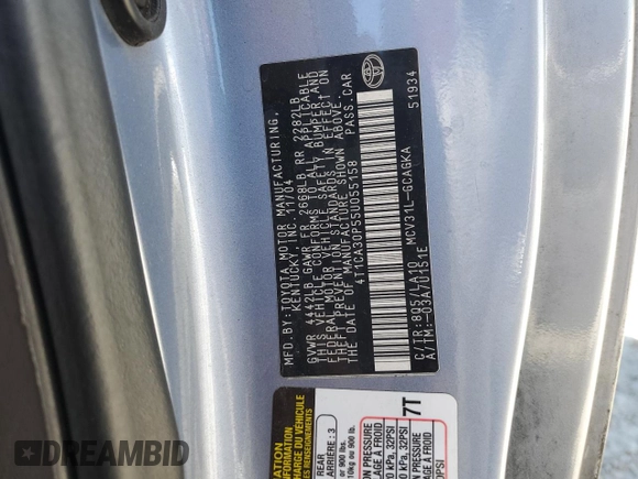 2005 Toyota Solara SE z VIN 4T1CA30P55U055158, wystawiony jako Copart lot #53096635 z przebiegiem Nie podano mil oraz Szkoda całkowita • Salvage title. Historia ofert i sprzedaży dostępna na DreamBid. Obrazek 13.