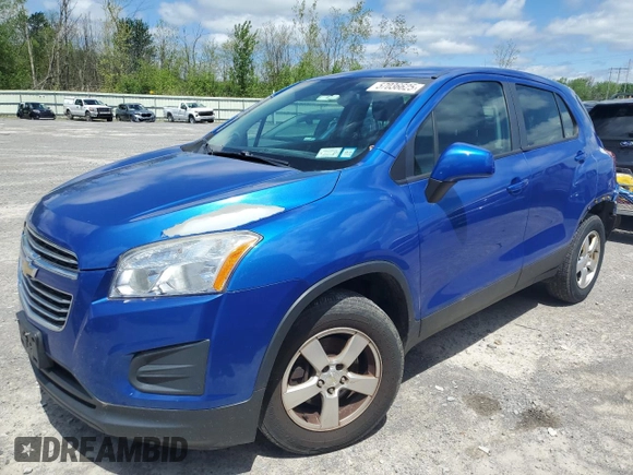2016 Chevrolet Trax LS z VIN KL7CJNSB5GB560372, wystawiony jako Copart lot #57036625 z przebiegiem 101 387 mil mil oraz Szkoda całkowita • Salvage title. Historia ofert i sprzedaży dostępna na DreamBid. Obrazek 1.