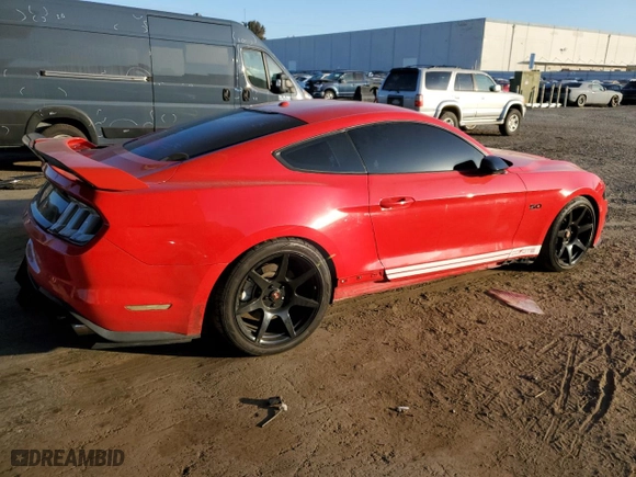 2018 Ford Mustang GT with VIN 1FA6P8CF1J5143683, listed as a Copart auction lot 48435525 with 90,809 mi miles and Salvage Title. Bid and sale history available at carsss.com. Image 3.