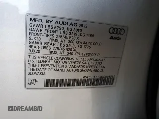 2013 Audi Q7 3.0T Premium Plus with VIN WA1LGAFE5DD005592, listed as a Copart auction lot 51833675 with 102,914 mi miles and Clean Title. Bid and sale history available at carsss.com. Image 12.