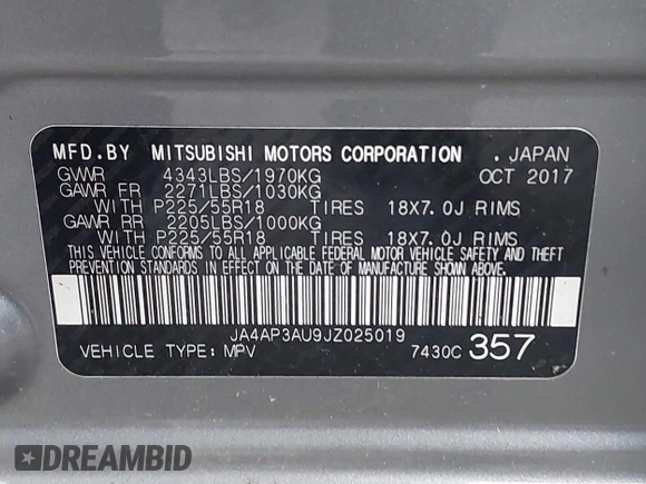 2018 Mitsubishi Outlander ES z VIN JA4AP3AU9JZ025019, wystawiony jako IAAI lot #42235095 z przebiegiem 71 671 mil mil oraz . Historia ofert i sprzedaży dostępna na DreamBid. Obrazek 9.