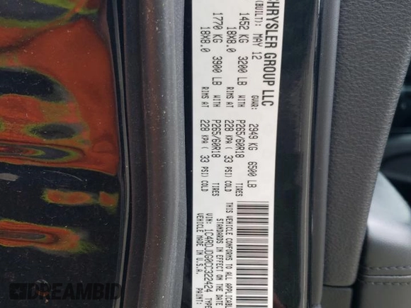 2012 Dodge Durango Crew with VIN 1C4RDJDG0CC322424, listed as a Copart auction lot 55677295 with 208,999 mi miles and Clean Title. Bid and sale history available at DreamBid. Image 13.