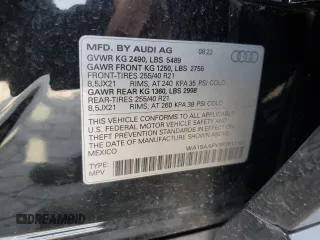 2023 Audi Q5 Sportback S line Premium Plus with VIN WA15AAFY3P2011105, listed as a Copart auction lot 58614205 with 37,714 mi miles and Salvage title. Bid and sale history available at DreamBid. Image 13.
