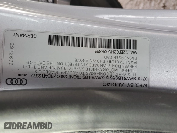 2017 Audi A7 z VIN WAU22BFC2HN025865, wystawiony jako Copart lot #86629704 z przebiegiem 57 434 mil mil oraz Szkoda całkowita • Salvage title. Historia ofert i sprzedaży dostępna na DreamBid. Obrazek 12.