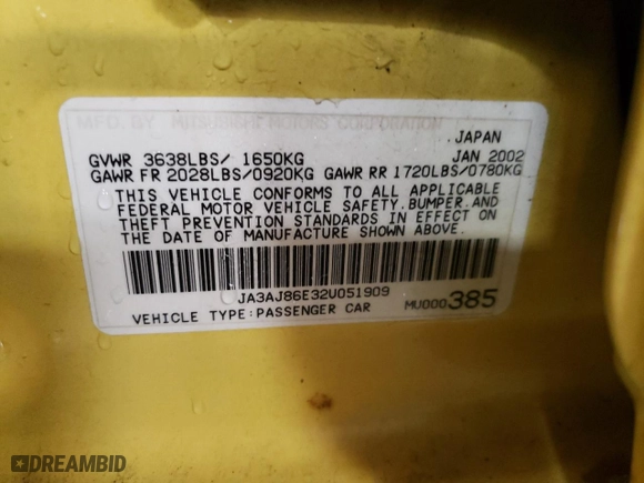2002 Mitsubishi Lancer OZ-Rally with VIN JA3AJ86E32U051909, listed as a Copart auction lot 80555514 with 237,923 mi miles and Salvage Title. Bid and sale history available at carsss.com. Image 13.