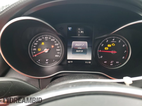 2017 Mercedes-Benz C 300 with VIN 55SWF4JB2HU234300, listed as a Copart auction lot 49301735 with 56,919 mi miles and Salvage Title. Bid and sale history available at DreamBid. Image 9.