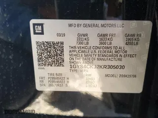 2019 Cadillac Escalade Premium Luxury with VIN 1GYS4CKJ2KR305030, listed as a Copart auction lot 87259514 with 82,101 mi miles and Salvage Title. Bid and sale history available at carsss.com. Image 15.