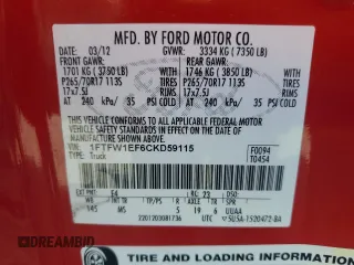 2012 Ford F-150 XL z VIN 1FTFW1EF6CKD59115, wystawiony jako Copart lot #50122095 z przebiegiem 283 019 mil mil oraz Czysty tytuł • Clean title. Historia ofert i sprzedaży dostępna na DreamBid. Obrazek 15.