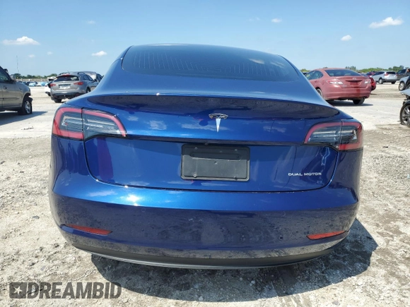2020 Tesla Model 3 Long Range with VIN 5YJ3E1EB4LF744575, listed as a Copart auction lot 50202375 with 61,357 mi miles and Salvage Title. Bid and sale history available at carsss.com. Image 6.