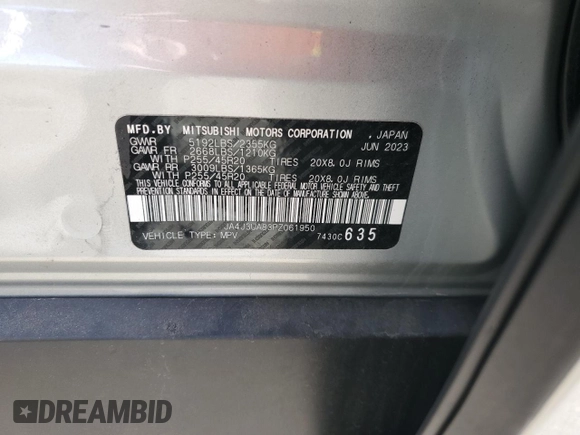 2023 Mitsubishi Outlander SE z VIN JA4J3UA83PZ061950, wystawiony jako Copart lot #54054815 z przebiegiem 31 763 mil mil oraz Szkoda całkowita • Salvage title. Historia ofert i sprzedaży dostępna na DreamBid. Obrazek 14.