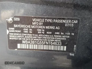 2015 BMW 3 Series 320i with VIN WBA3B1G55FNT64633, listed as a Copart auction lot 47503685 with 130,290 mi miles and Clean Title. Bid and sale history available at carsss.com. Image 12.