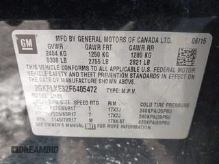 2015 GMC Terrain SLT with VIN 2GKFLXE32F6405472, listed as a IAAI auction lot 41389917 with 146,604 mi miles and . Bid and sale history available at carsss.com. Image 9.