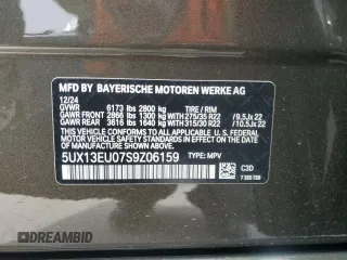 2025 BMW X5 sDrive40i with VIN 5UX13EU07S9Z06159, listed as a Copart auction lot 46913255 with 202 mi miles and Salvage Title. Bid and sale history available at carsss.com. Image 14.