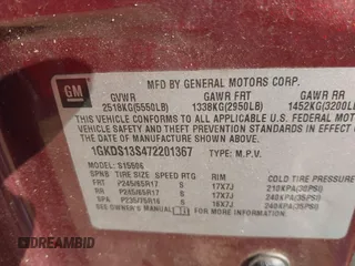 2007 GMC Envoy SLE with VIN 1GKDS13S472201367, listed as a IAAI auction lot 41327646 with 232,019 mi miles. Bid and sale history available at carsss.com. Image 9.