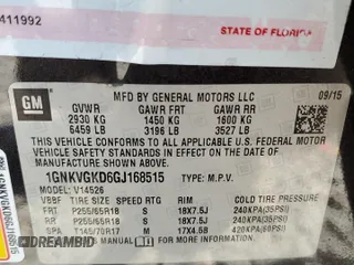 2016 Chevrolet Traverse LT with VIN 1GNKVGKD6GJ168515, listed as a Copart auction lot 53400215 with 95,663 mi miles and Salvage Title. Bid and sale history available at DreamBid. Image 13.