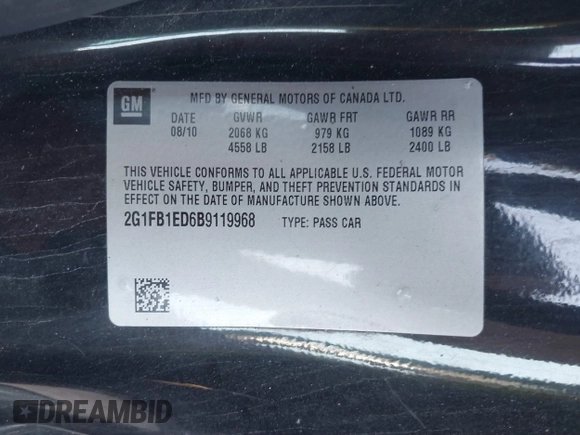 2011 Chevrolet Camaro 1LT с VIN 2G1FB1ED6B9119968, выставлен на аукционе IAAI как лот 41624720 с пробегом 161 417 миль миль и . История ставок и продаж доступна на DreamBid. Изображение 9.