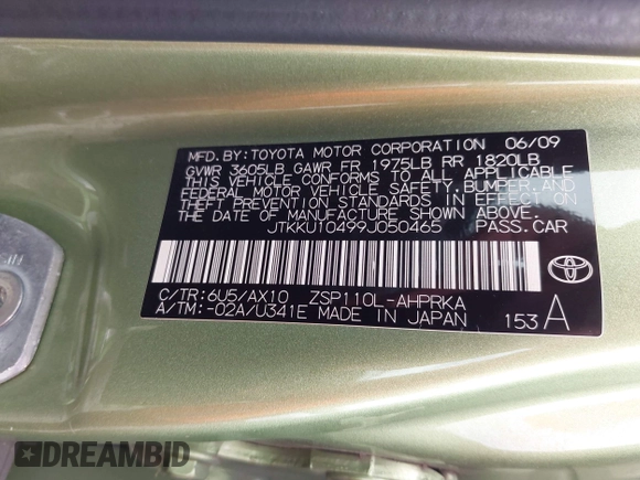 2009 Scion xD z VIN JTKKU10499J050465, wystawiony jako IAAI lot #42637879 z przebiegiem 127 188 mil mil oraz . Historia ofert i sprzedaży dostępna na DreamBid. Obrazek 9.