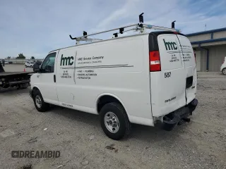 2023 GMC Savana Cargo Van with VIN 1GTW7AFP7P1111956, listed as a Copart auction lot 69986504 with 11,645 mi miles and Salvage Title. Bid and sale history available at carsss.com. Image 2.