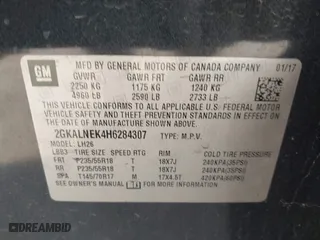 2017 GMC Terrain SLE with VIN 2GKALNEK4H6284307, listed as a IAAI auction lot 41541487 with 109,175 mi miles. Bid and sale history available at carsss.com. Image 9.
