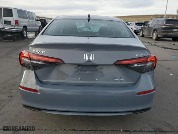 2025 Honda Civic Sedan Hybrid Sport with VIN 2HGFE4F86SH307138, listed as a Copart auction lot 81989584 with 2,365 mi miles and Salvage Title. Bid and sale history available at carsss.com. Image 6.