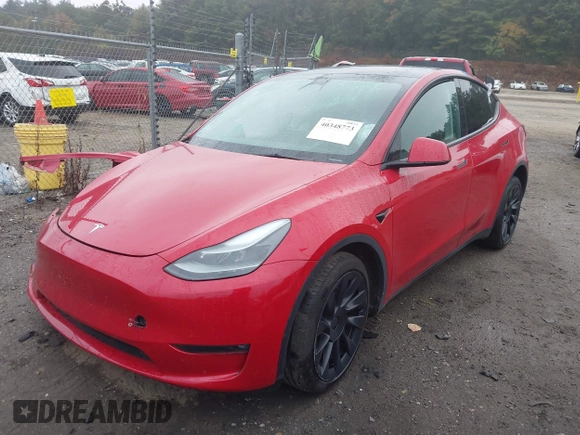 2023 Tesla Model Y Long Range with VIN 7SAYGAEE5PF685474, listed as a IAAI auction lot 40348773 with 26,605 mi miles and . Bid and sale history available at DreamBid. Image 2.