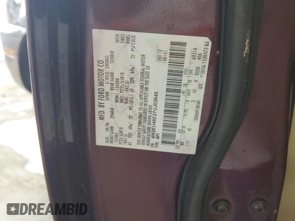 2007 Mercury Mountaineer Premier with VIN 4M2EU48E27UJ03645, listed as a Copart auction lot 60000105 with 225,695 mi miles and Salvage title. Bid and sale history available at DreamBid. Image 13.
