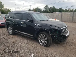 2012 Infiniti QX56 8-passenger with VIN JN8AZ2NC1C9315502, listed as a Copart auction lot 71638734 with 146,518 mi miles and Salvage Title. Bid and sale history available at carsss.com. Image 4.