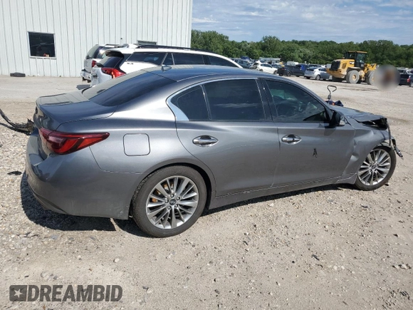 2018 Infiniti Q50 Luxe with VIN JN1EV7AR1JM430839, listed as a Copart auction lot 57727515 with 89,476 mi miles and Salvage title. Bid and sale history available at DreamBid. Image 3.