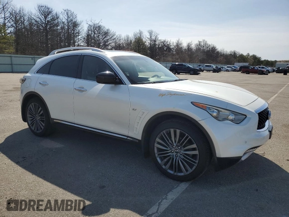 2017 Infiniti QX70 with VIN JN8CS1MW3HM411378, listed as a Copart auction lot 50746075 with 36,738 mi miles and Salvage title. Bid and sale history available at DreamBid. Image 4.