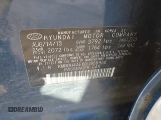 2013 Hyundai Elantra GLS z VIN KMHDH4AE8DU959958, wystawiony jako IAAI lot #41390078 z przebiegiem 123 731 mil mil oraz . Historia ofert i sprzedaży dostępna na DreamBid. Obrazek 9.