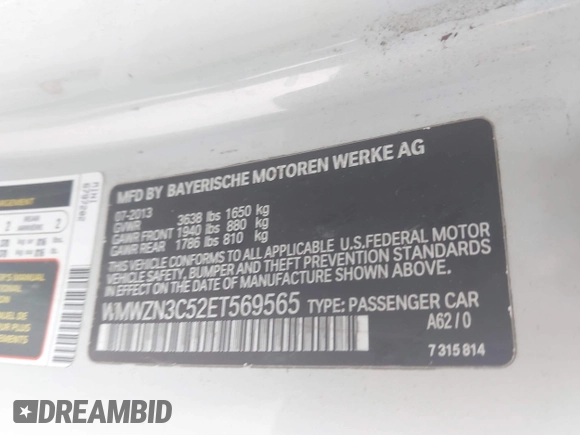 2014 MINI Convertible z VIN WMWZN3C52ET569565, wystawiony jako IAAI lot #42564988 z przebiegiem 66 035 mil mil oraz . Historia ofert i sprzedaży dostępna na DreamBid. Obrazek 9.