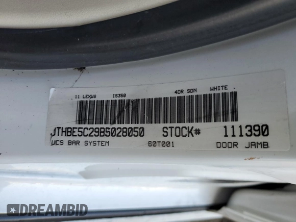 2011 Lexus IS 350 with VIN JTHBE5C29B5028050, listed as a Copart auction lot 85670554 with 138,655 mi miles and Salvage Title. Bid and sale history available at carsss.com. Image 14.