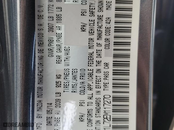2014 Mazda Mazda3 i Touring with VIN 3MZBM1L72EM117270, listed as a Copart auction lot 84913664 with 0 mi miles and Salvage Title. Bid and sale history available at carsss.com. Image 12.