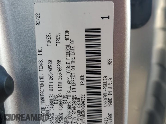 2022 Toyota Tundra Limited с VIN 5TFJA5AB3NX004332, выставлен на аукционе Copart как лот 76190714 с пробегом Не указан миль и На запчасти • Non repairable. История ставок и продаж доступна на DreamBid. Изображение 13.