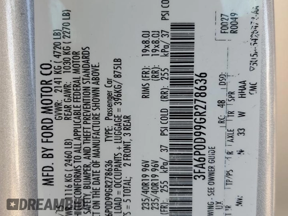 2016 Ford Fusion Titanium with VIN 3FA6P0D99GR278636, listed as a Copart auction lot 50372025 with 164,485 mi miles and Salvage title. Bid and sale history available at DreamBid. Image 14.