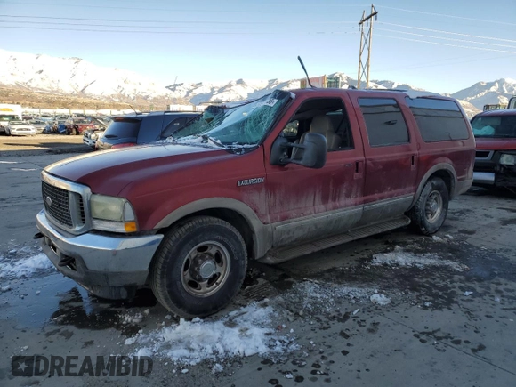 2002 Ford Excursion Limited z VIN 1FMNU42F22ED63582, wystawiony jako Copart lot #87511635 z przebiegiem 384 594 mil mil oraz Czysty tytuł • Clean title. Historia ofert i sprzedaży dostępna na DreamBid. Obrazek 1.