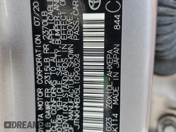 2020 Toyota C-HR LE z VIN JTNKHMBX5L1090324, wystawiony jako Copart lot #55986685 z przebiegiem 46 063 mil mil oraz Szkoda całkowita • Salvage title. Historia ofert i sprzedaży dostępna na DreamBid. Obrazek 12.