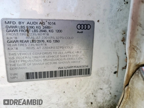 2015 Audi Q5 Premium Plus z VIN WA1LFAFP7FA063034, wystawiony jako Copart lot #60161515 z przebiegiem 150 918 mil mil oraz Czysty tytuł • Clean title. Historia ofert i sprzedaży dostępna na DreamBid. Obrazek 13.
