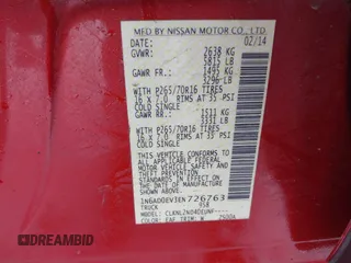 2014 Nissan Frontier SV with VIN 1N6AD0EV3EN726763, listed as a IAAI auction lot 41561599 with 131,893 mi miles and . Bid and sale history available at DreamBid. Image 9.
