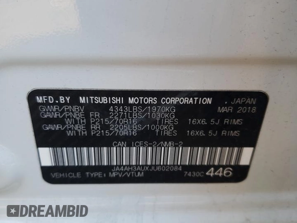 2018 Mitsubishi Outlander Sport ES z VIN JA4AH3AUXJU602084, wystawiony jako Copart lot #68704123 z przebiegiem 102 870 mil mil oraz . Historia ofert i sprzedaży dostępna na DreamBid. Obrazek 13.