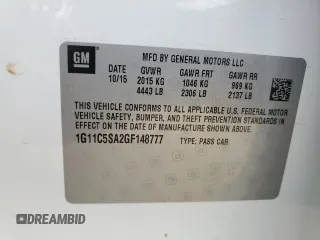 2016 Chevrolet Malibu Limited LT with VIN 1G11C5SA2GF148777, listed as a Copart auction lot 54476955 with 148,183 mi miles and Non Repairable. Bid and sale history available at carsss.com. Image 12.