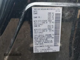2014 Infiniti QX60 with VIN 5N1AL0MM3EC546351, listed as a IAAI auction lot 42196214 with 199,071 mi miles and . Bid and sale history available at DreamBid. Image 9.