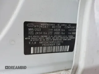 2023 Genesis G70 2.0T with VIN KMTG34TA9PU123771, listed as a Copart auction lot 62946065 with 43,171 mi miles and Salvage title. Bid and sale history available at DreamBid. Image 12.