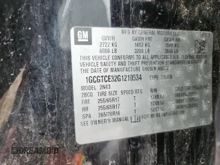 2016 Chevrolet Colorado 4WD LT z VIN 1GCGTCE32G1210534, wystawiony jako Copart lot #60881185 z przebiegiem 168 932 mil mil oraz Szkoda całkowita • Salvage title. Historia ofert i sprzedaży dostępna na DreamBid. Obrazek 12.
