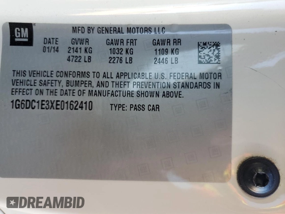 2014 Cadillac CTS Performance with VIN 1G6DC1E3XE0162410, listed as a Copart auction lot 86987914 with Not provided miles and Salvage title. Bid and sale history available at DreamBid. Image 15.