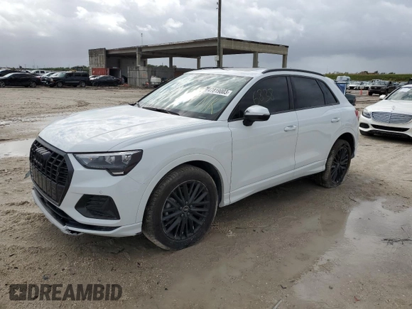 2022 Audi Q3 Premium with VIN WA1AUCF33N1096097, listed as a Copart auction lot 47819003 with 6,838 mi miles. Bid and sale history available at carsss.com. Image 1.