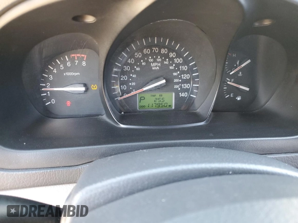 2008 Kia Spectra EX with VIN KNAFE122185498723, listed as a Copart auction lot 75348554 with 117,950 mi miles and Salvage Title. Bid and sale history available at carsss.com. Image 9.