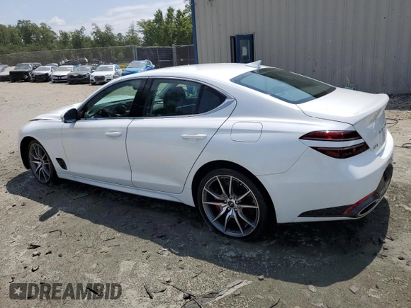 2025 Genesis G70 2.5T with VIN KMTG34SC9SU156684, listed as a Copart auction lot 59886055 with 3,128 mi miles and Clean title. Bid and sale history available at DreamBid. Image 2.