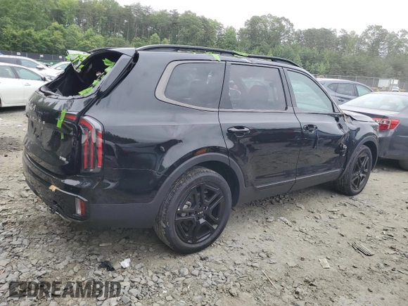 2024 Kia Telluride SX X-Line with VIN 5XYP5DGC1RG494352, listed as a Copart auction lot 58260515 with 25,538 mi miles and Salvage title. Bid and sale history available at DreamBid. Image 3.